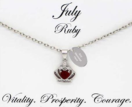 Crown Birthstone Necklace With Personalised Oval