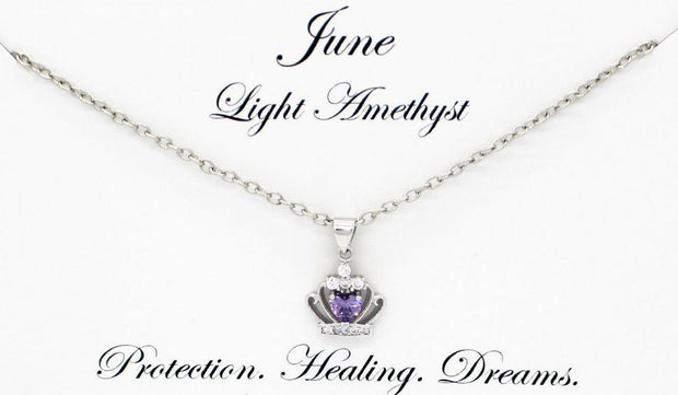 Crown Birthstone Necklace with Personalized Oval 