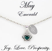 Green Color Crown Birthstone Necklace May