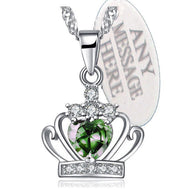 Green Color Crown Birthstone Necklace May