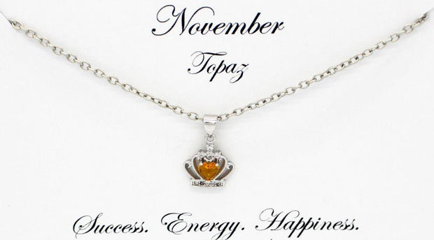 Crown Birthstone Necklace -November - My Name Chain