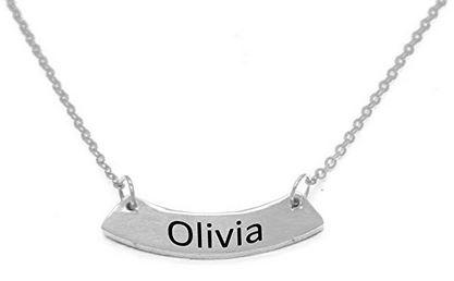 Silver Plated Curved Bar Necklace 