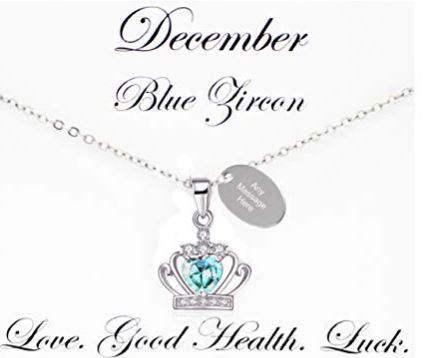 Crown Birthstone Necklace  - December - My Name Chain