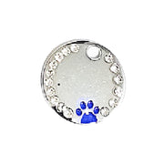 Pet ID Tag Personalised Engraved Free for cat dog Collar in a diamond paw print design 8 colours to choose from