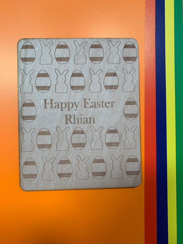 Personalized Wooden Easter Card 
