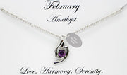 Purple Engraved Birthstone Necklace With Personalised Oval Disc