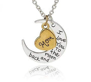 Gold / Silver heart with moon back necklace pendant