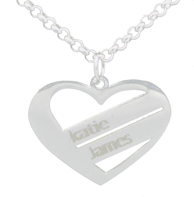 Personalised Womens Heart of Love Necklace 2Names Engraved - My Name Chain