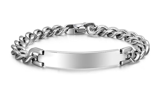 Personalized ID Identification Bracelet Chunky Stainless Steel