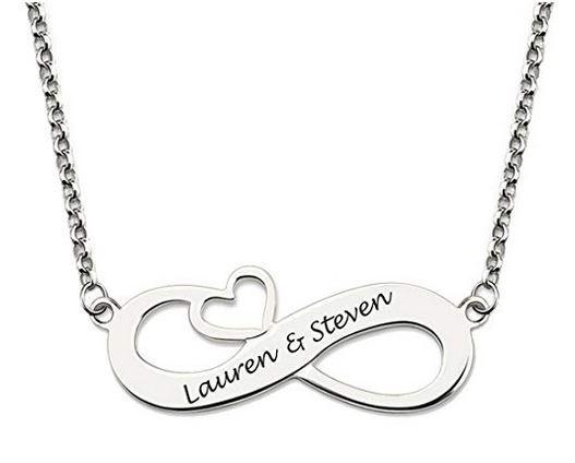 Silver Plated Infinity Heart Style Pendant Necklace 