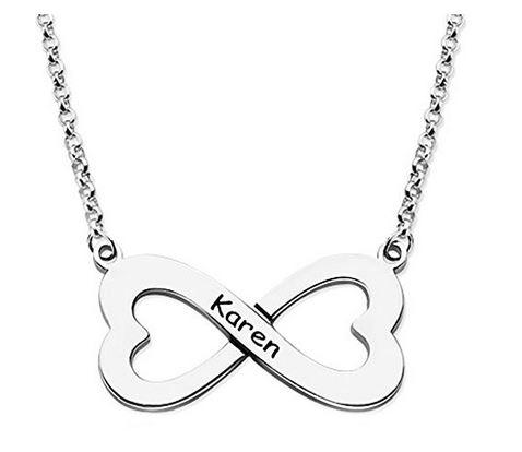 Silver Color Infinity Style Heart Pendant Necklace 