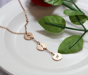 Rose Gold Plated 3 Disc Y Necklace 