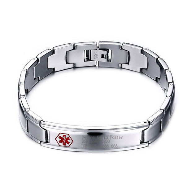 Stainless Steel Medical Alert ID Bracelet For Men Women Unisex - My Name Chain