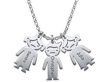 Silver Plated 3 Children Pendant Silver Necklace