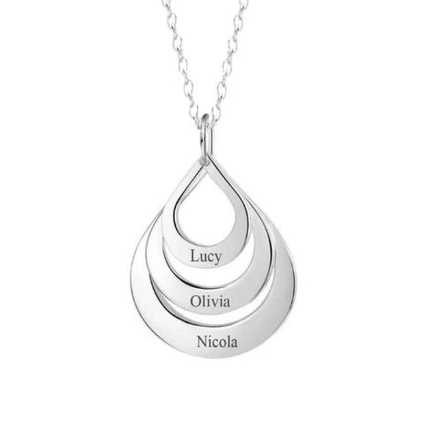 Silver Plated 3 Droplet Ring Pendant necklace