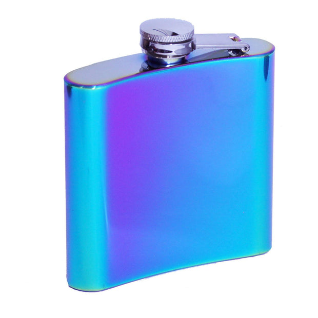 Personalised Engraved Multi Colour 8oz Hip Flask Mens Wedding- Multi Colour - My Name Chain