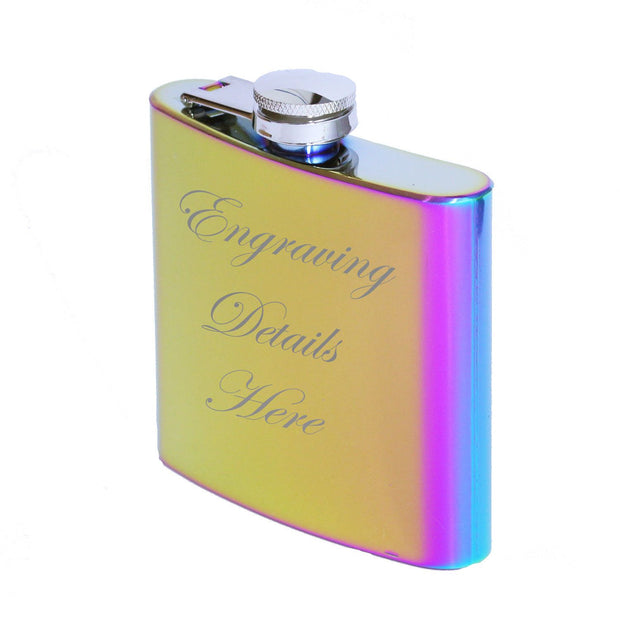 Personalized Multi Color Engraved Multi Color 8oz Hip Flask