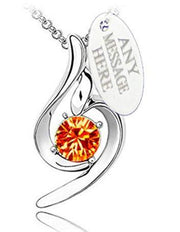 Orange Birthstone Necklace With Engraved Personalised Oval Disc