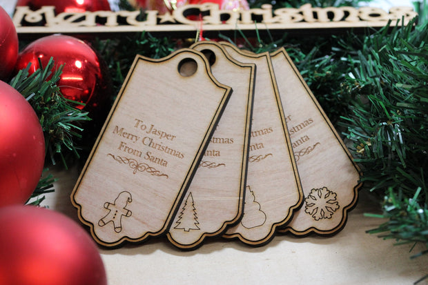 Personalized Santa Wood Hat Gift Tag