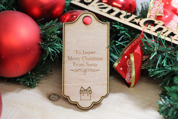 Personalized Present Wood Christmas Present Gift Tag 
