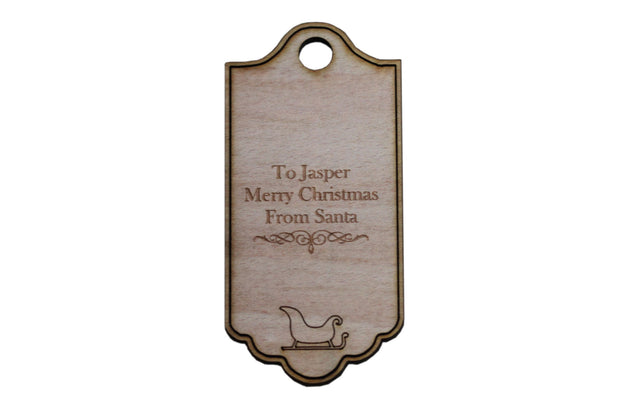 Personalized Sleigh Wood Christmas Present Gift Tag 