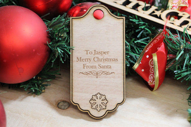 The Snowflake Wood Christmas Present Gift Tag