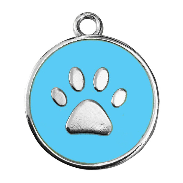 Round Color Paw Engraved Pets Name Tag Identity Disc