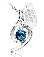 Blue Engraved Birthstone Necklace 