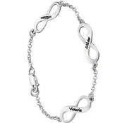 925 Sterling Silver Bracelet Infinity Shaped Personalised Pendant Customisable Jewellery with Names, Dates